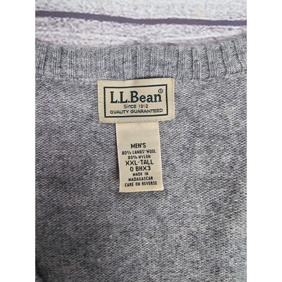 L.L. Bean Knit Wool Blend V-Neck Sweater Grey Size XX-Large Tall - Picture 4 of 4